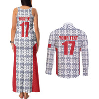 Custom Malta Football Jersey Go Champions Couples Matching Tank Maxi Dress and Long Sleeve Button Shirt White Style