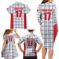 Custom Malta Football Jersey Go Champions Family Matching Long Sleeve Bodycon Dress and Hawaiian Shirt White Style