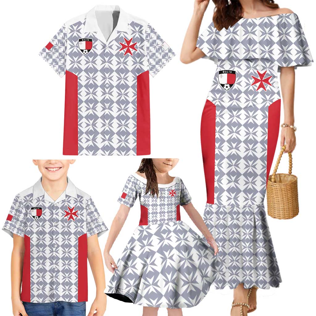 Custom Malta Football Jersey Go Champions Family Matching Mermaid Dress and Hawaiian Shirt White Style