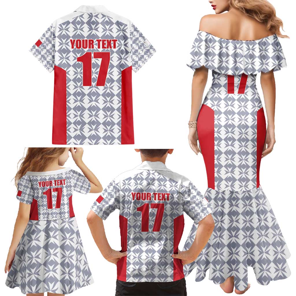 Custom Malta Football Jersey Go Champions Family Matching Mermaid Dress and Hawaiian Shirt White Style