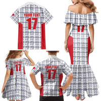 Custom Malta Football Jersey Go Champions Family Matching Mermaid Dress and Hawaiian Shirt White Style