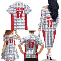 Custom Malta Football Jersey Go Champions Family Matching Off The Shoulder Long Sleeve Dress and Hawaiian Shirt White Style