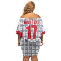 Custom Malta Football Jersey Go Champions Family Matching Off Shoulder Short Dress and Hawaiian Shirt White Style