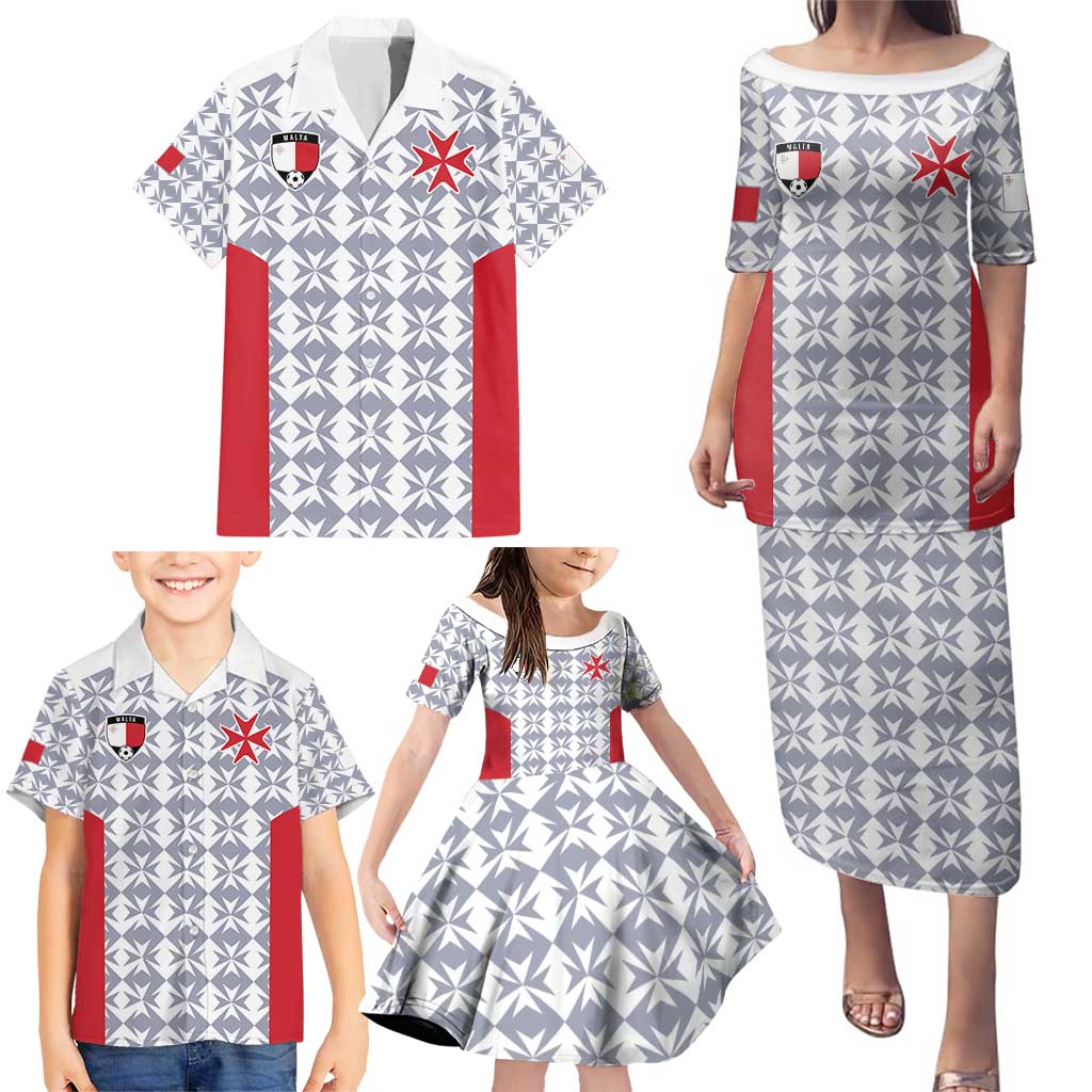 Custom Malta Football Jersey Go Champions Family Matching Puletasi and Hawaiian Shirt White Style