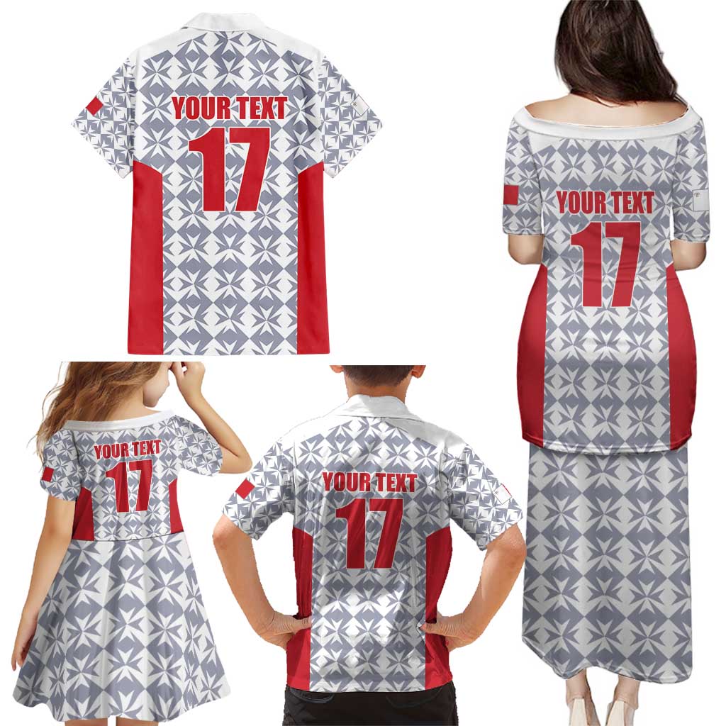 Custom Malta Football Jersey Go Champions Family Matching Puletasi and Hawaiian Shirt White Style