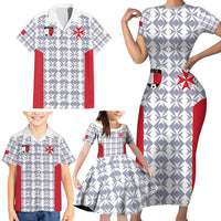 Custom Malta Football Jersey Go Champions Family Matching Short Sleeve Bodycon Dress and Hawaiian Shirt White Style