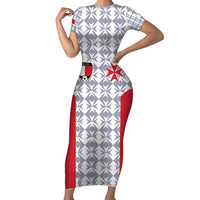 Custom Malta Football Jersey Go Champions Family Matching Short Sleeve Bodycon Dress and Hawaiian Shirt White Style