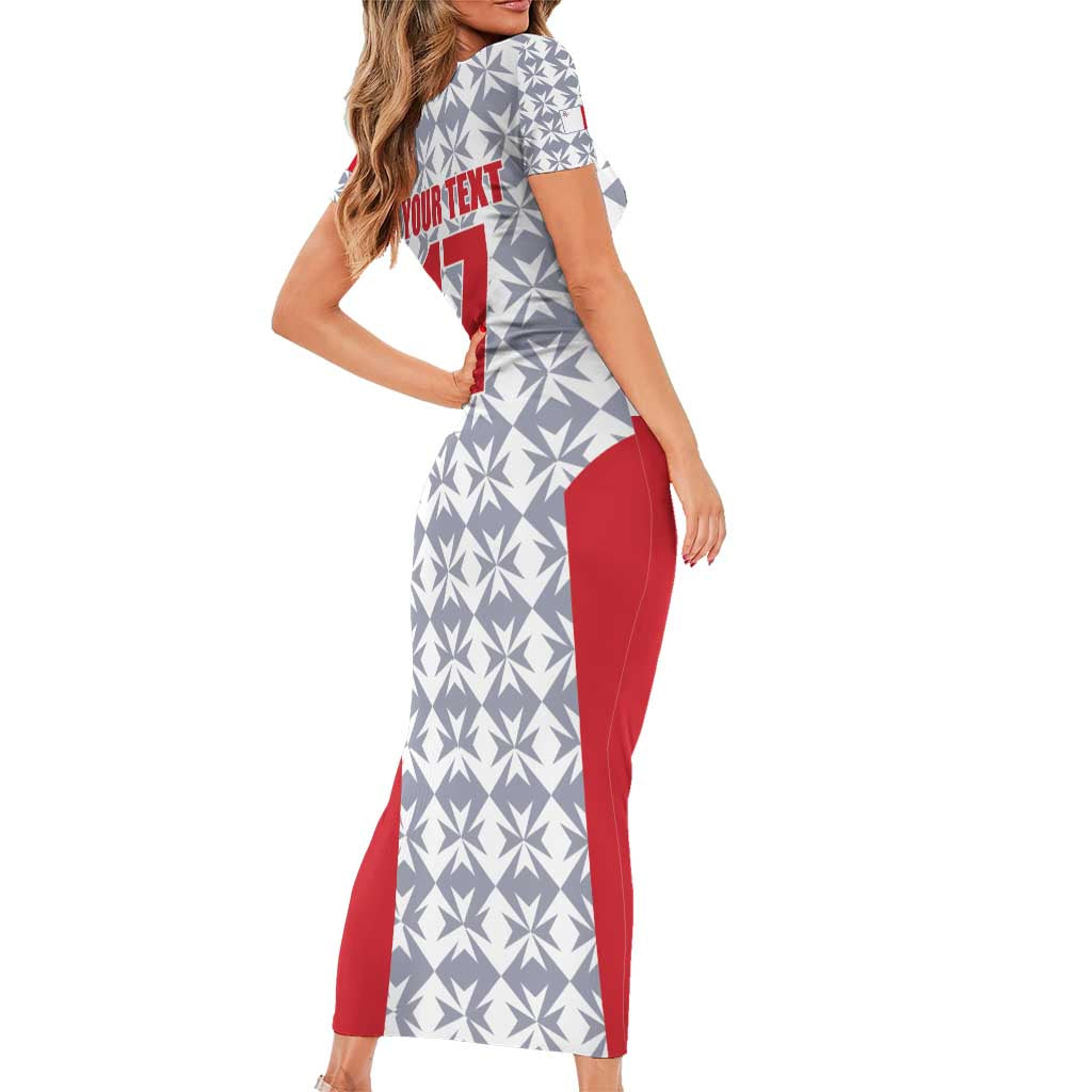 Custom Malta Football Jersey Go Champions Family Matching Short Sleeve Bodycon Dress and Hawaiian Shirt White Style