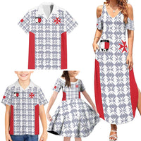 Custom Malta Football Jersey Go Champions Family Matching Summer Maxi Dress and Hawaiian Shirt White Style