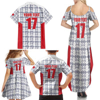 Custom Malta Football Jersey Go Champions Family Matching Summer Maxi Dress and Hawaiian Shirt White Style