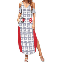 Custom Malta Football Jersey Go Champions Family Matching Summer Maxi Dress and Hawaiian Shirt White Style