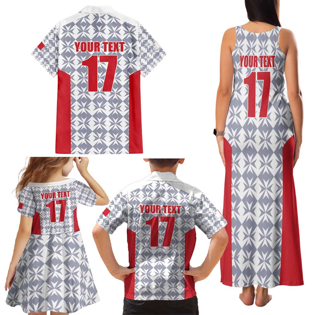 Custom Malta Football Jersey Go Champions Family Matching Tank Maxi Dress and Hawaiian Shirt White Style