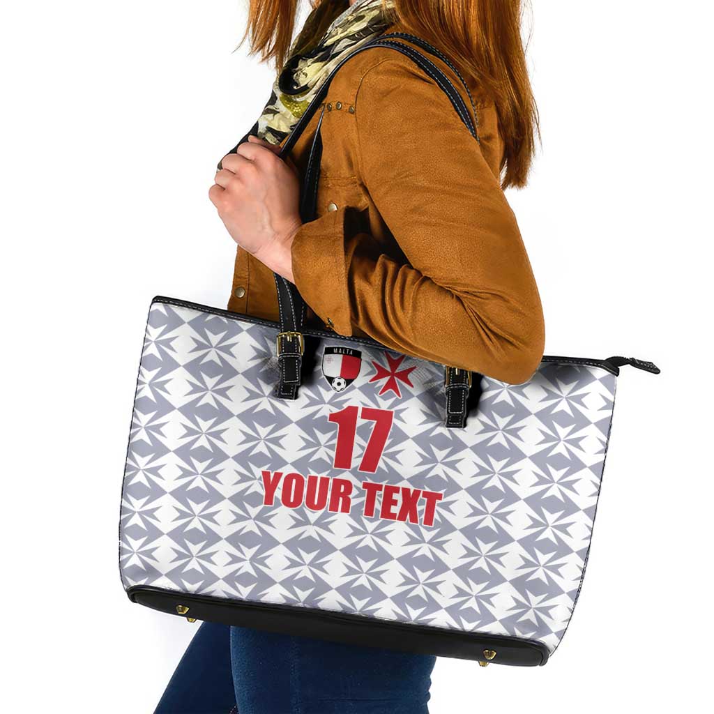 Custom Malta Football Jersey Go Champions Leather Tote Bag White Style
