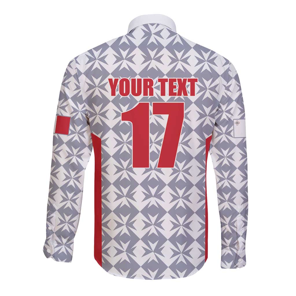 Custom Malta Football Jersey Go Champions Long Sleeve Button Shirt White Style