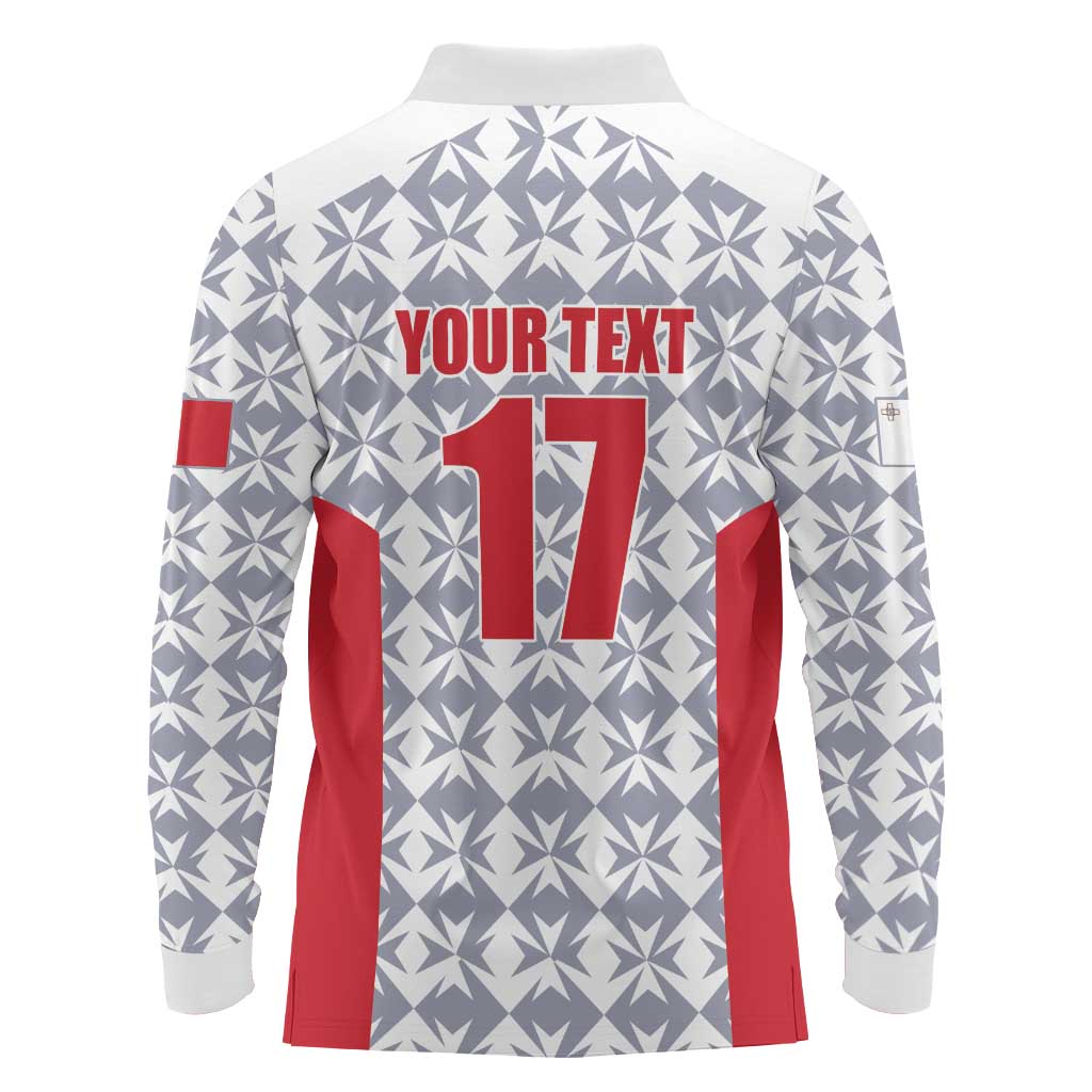 Custom Malta Football Jersey Go Champions Long Sleeve Polo Shirt White Style