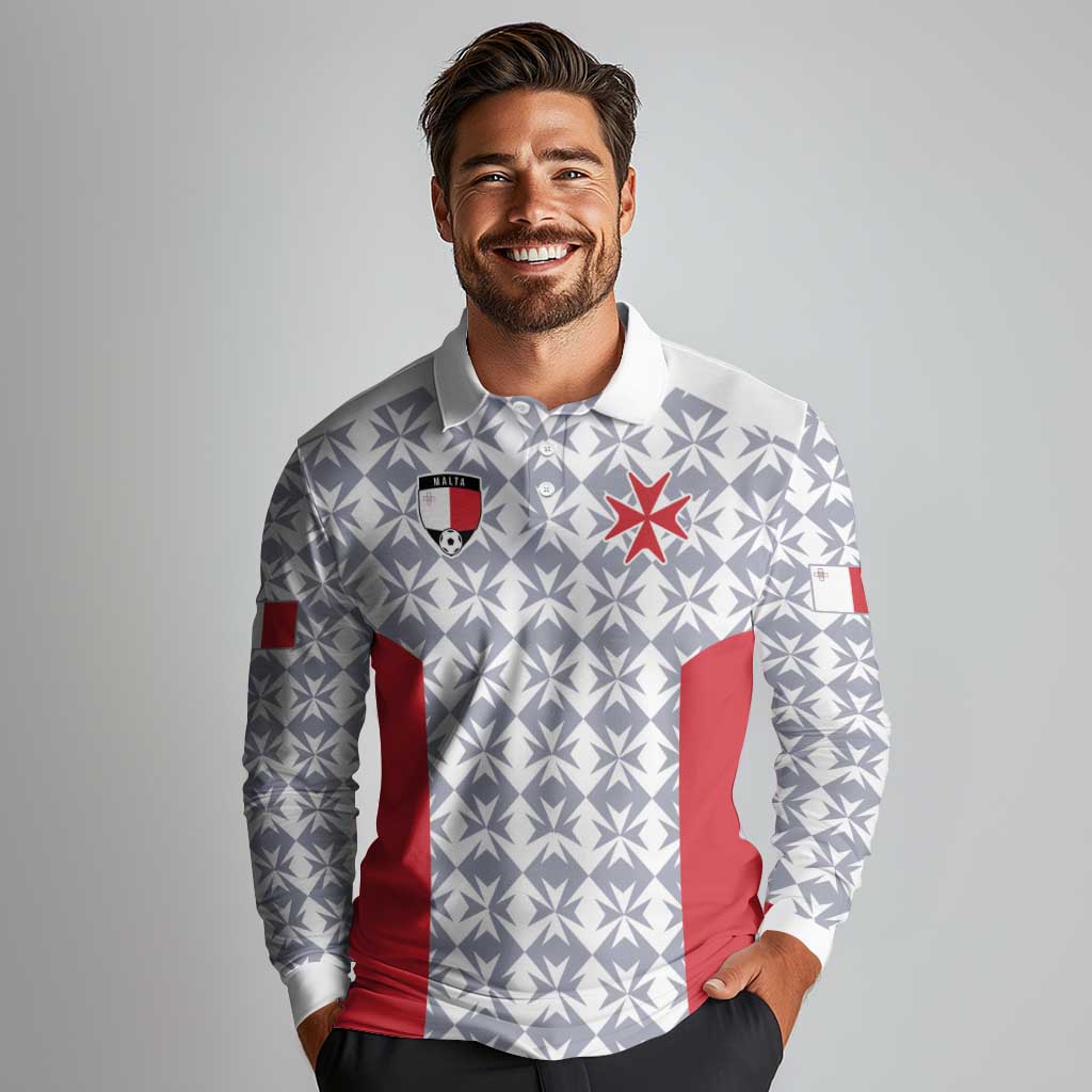 Custom Malta Football Jersey Go Champions Long Sleeve Polo Shirt White Style