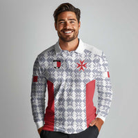 Custom Malta Football Jersey Go Champions Long Sleeve Polo Shirt White Style