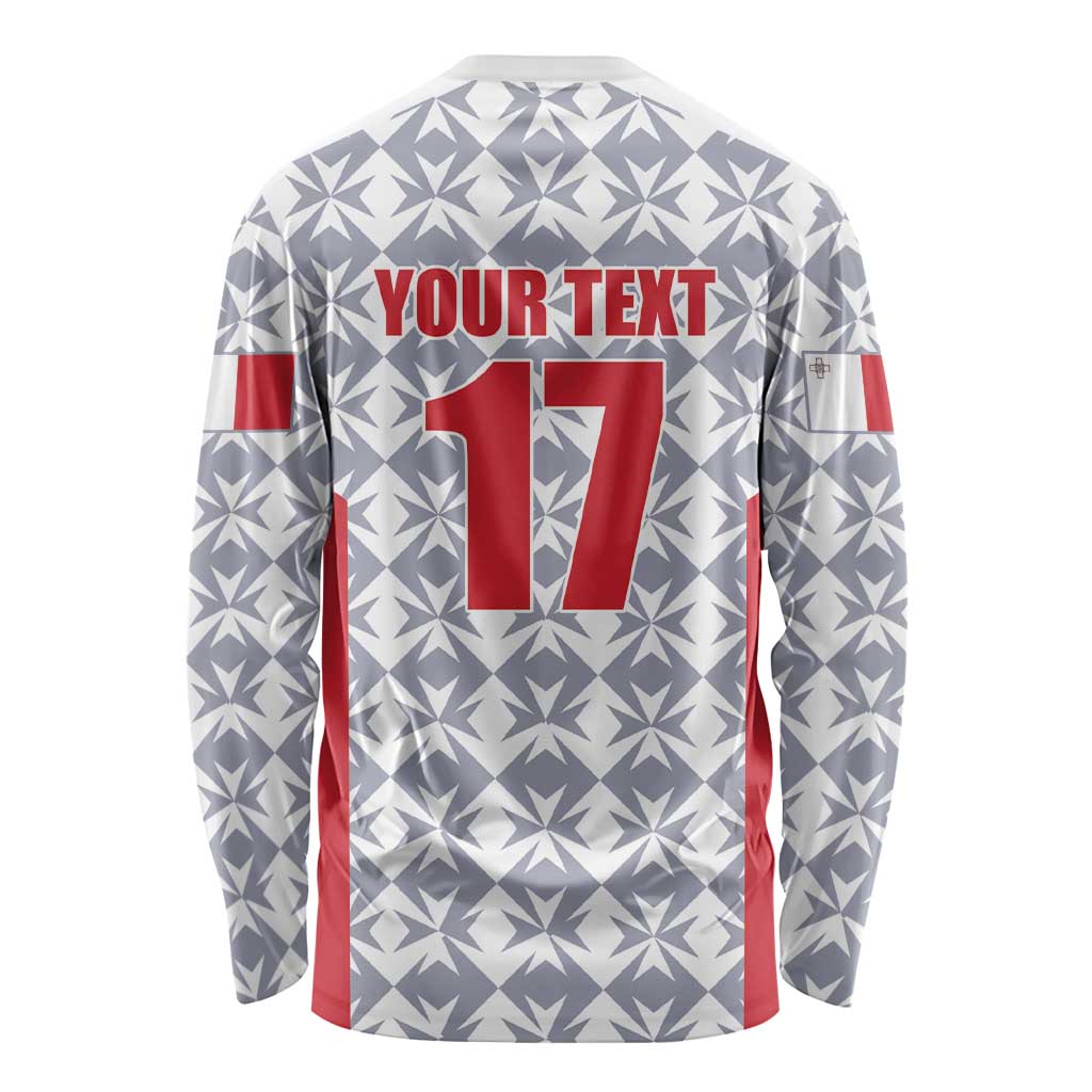 Custom Malta Football Jersey Go Champions Long Sleeve Shirt White Style