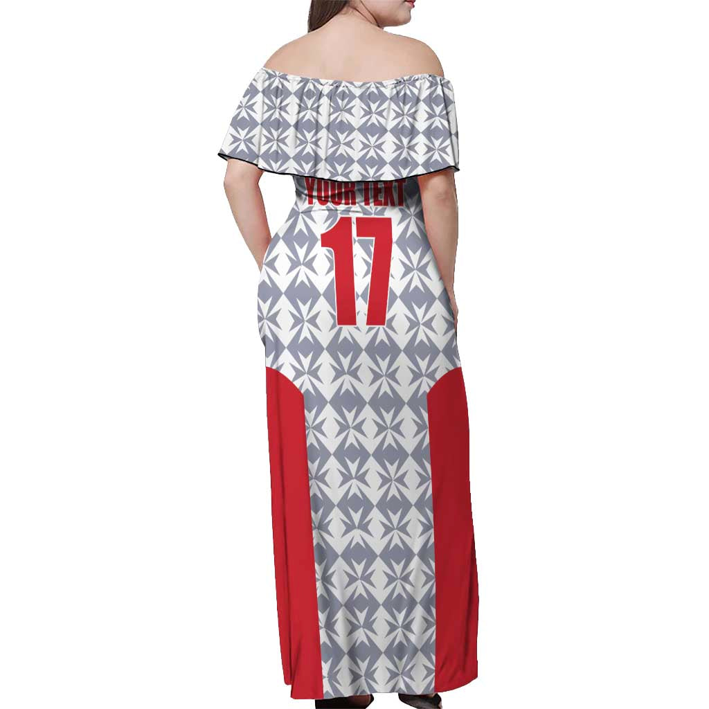 Custom Malta Football Jersey Go Champions Off Shoulder Maxi Dress White Style