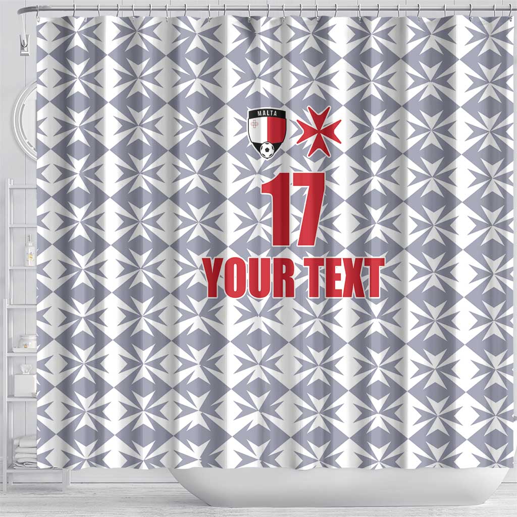 Custom Malta Football Jersey Go Champions Shower Curtain White Style