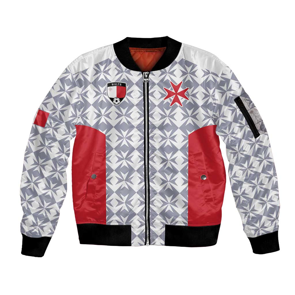 Custom Malta Football Jersey Go Champions Sleeve Zip Bomber Jacket White Style