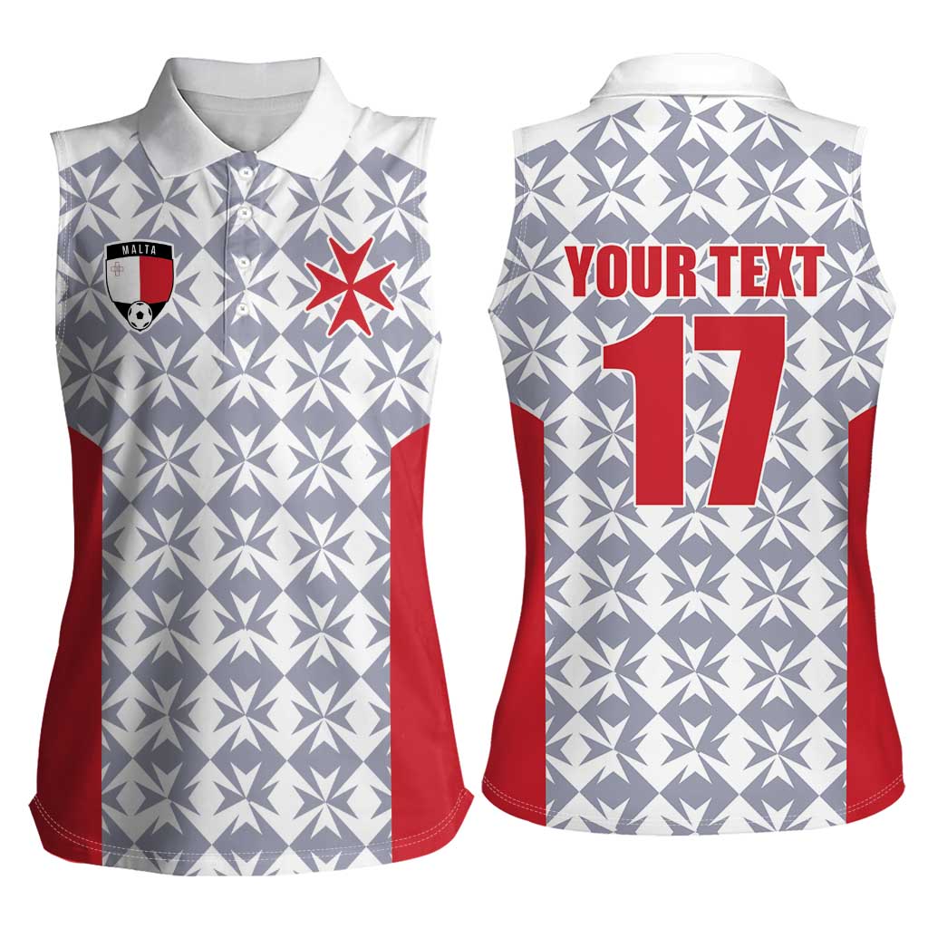 Custom Malta Football Jersey Go Champions Women Sleeveless Polo Shirt White Style