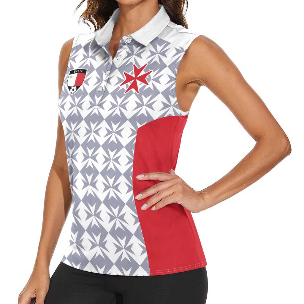 Custom Malta Football Jersey Go Champions Women Sleeveless Polo Shirt White Style