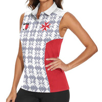 Custom Malta Football Jersey Go Champions Women Sleeveless Polo Shirt White Style