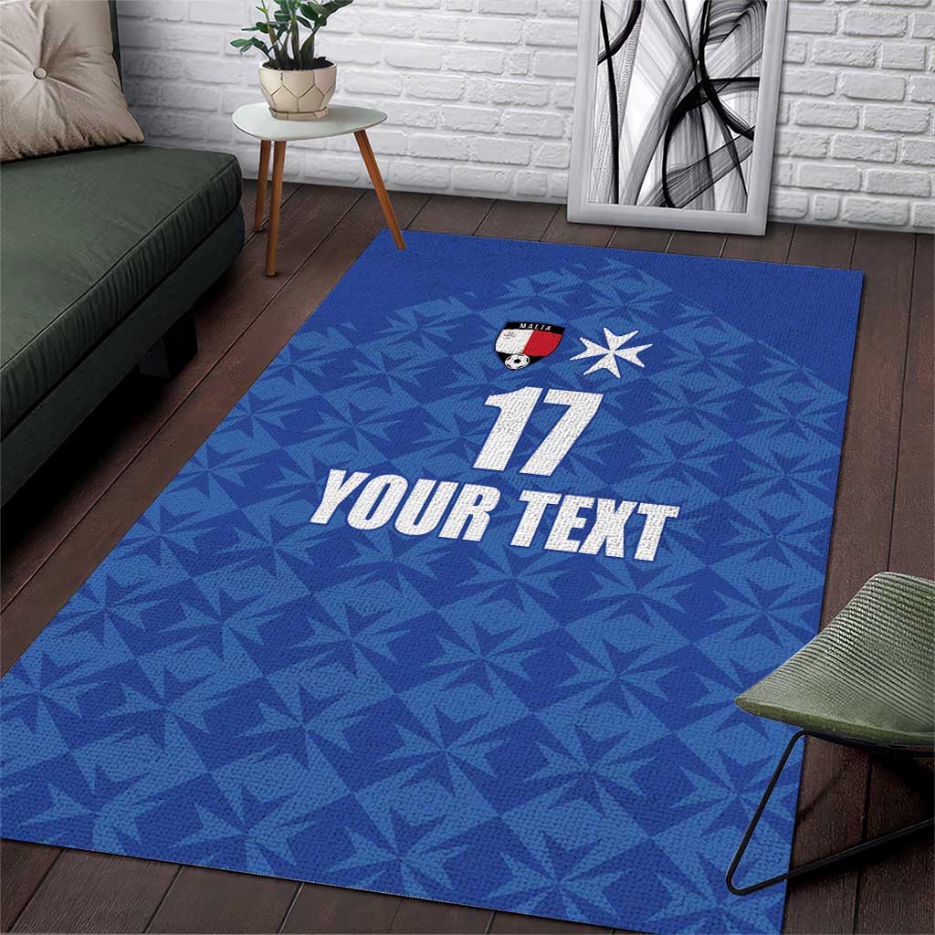 Custom Malta Football Jersey Go Champions Area Rug Blue Style