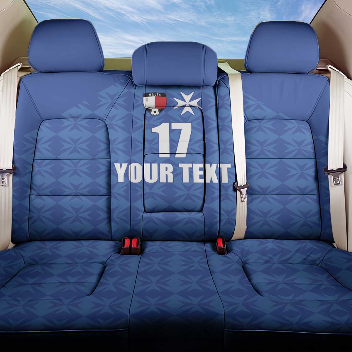 Custom Malta Football Jersey Go Champions Back Car Seat Cover Blue Style