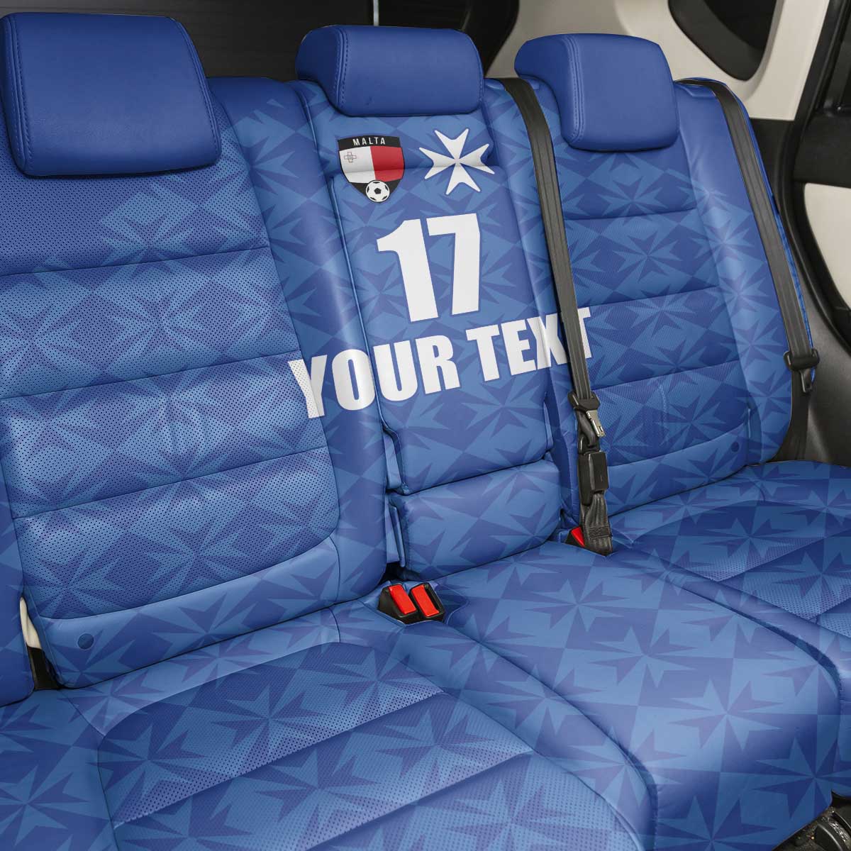 Custom Malta Football Jersey Go Champions Back Car Seat Cover Blue Style