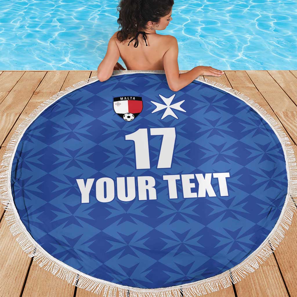 Custom Malta Football Jersey Go Champions Beach Blanket Blue Style