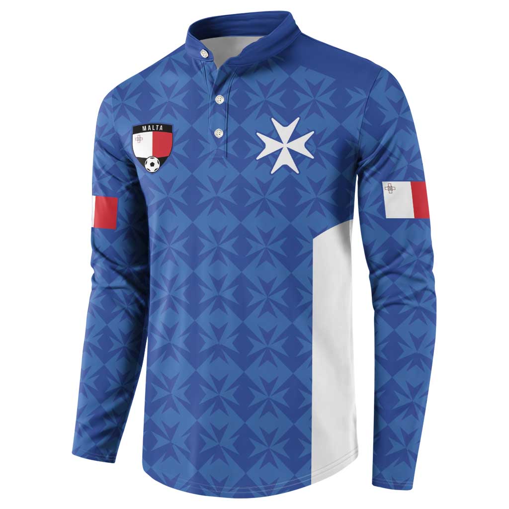 Custom Malta Football Jersey Go Champions Button Sweatshirt Blue Style
