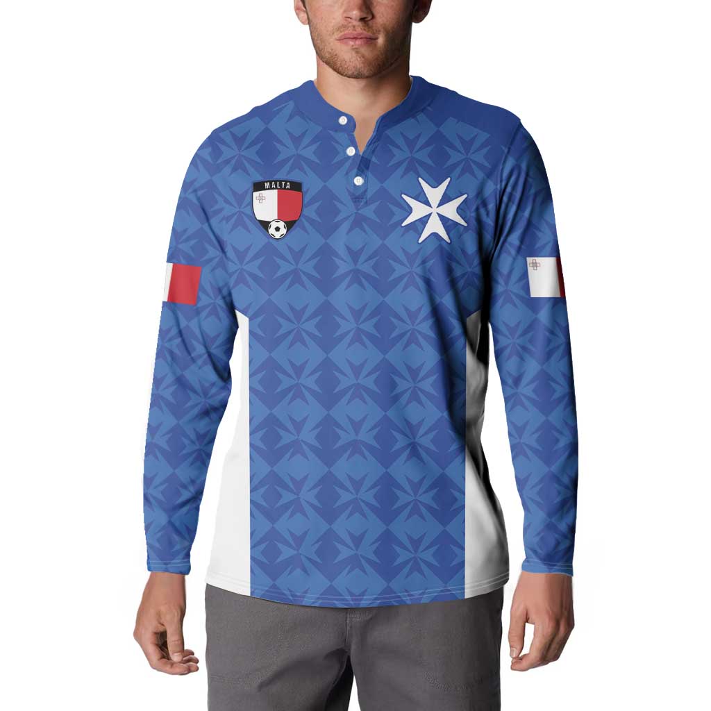 Custom Malta Football Jersey Go Champions Button Sweatshirt Blue Style