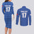 Custom Malta Football Jersey Go Champions Couples Matching Long Sleeve Bodycon Dress and Long Sleeve Button Shirt Blue Style
