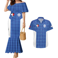 Custom Malta Football Jersey Go Champions Couples Matching Mermaid Dress and Hawaiian Shirt Blue Style