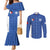 Custom Malta Football Jersey Go Champions Couples Matching Mermaid Dress and Long Sleeve Button Shirt Blue Style