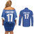 Custom Malta Football Jersey Go Champions Couples Matching Off Shoulder Short Dress and Long Sleeve Button Shirt Blue Style
