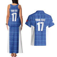 Custom Malta Football Jersey Go Champions Couples Matching Tank Maxi Dress and Hawaiian Shirt Blue Style