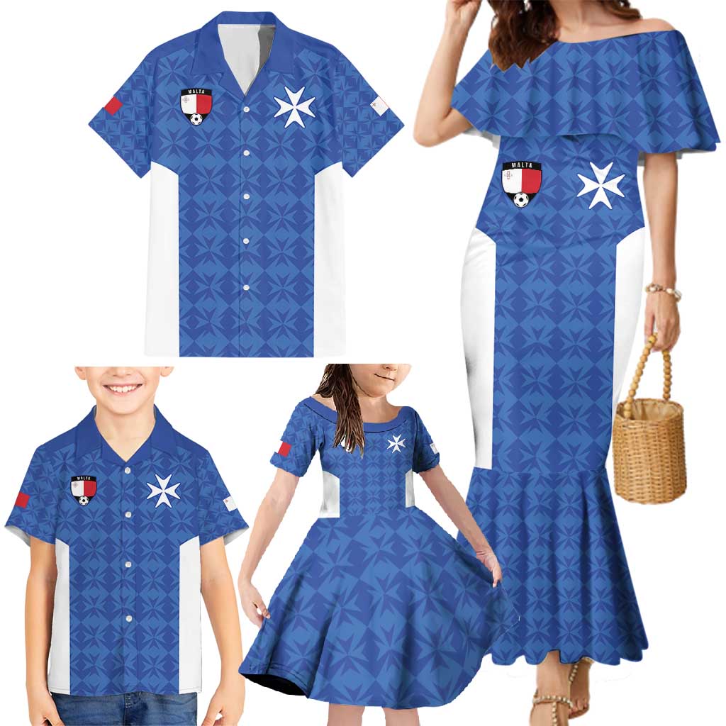 Custom Malta Football Jersey Go Champions Family Matching Mermaid Dress and Hawaiian Shirt Blue Style