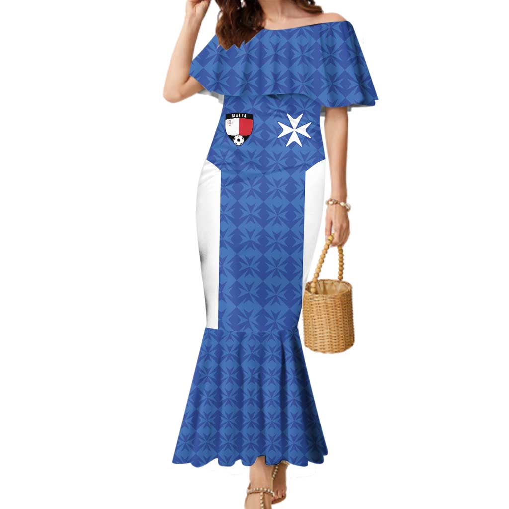 Custom Malta Football Jersey Go Champions Family Matching Mermaid Dress and Hawaiian Shirt Blue Style