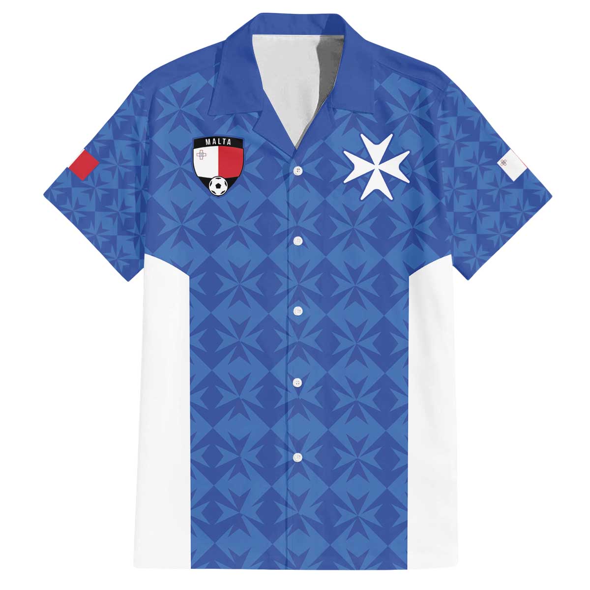 Custom Malta Football Jersey Go Champions Family Matching Off The Shoulder Long Sleeve Dress and Hawaiian Shirt Blue Style