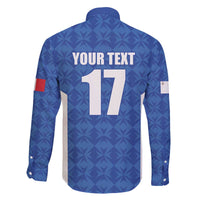 Custom Malta Football Jersey Go Champions Family Matching Off The Shoulder Long Sleeve Dress and Hawaiian Shirt Blue Style