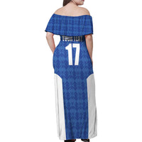 Custom Malta Football Jersey Go Champions Family Matching Off Shoulder Maxi Dress and Hawaiian Shirt Blue Style
