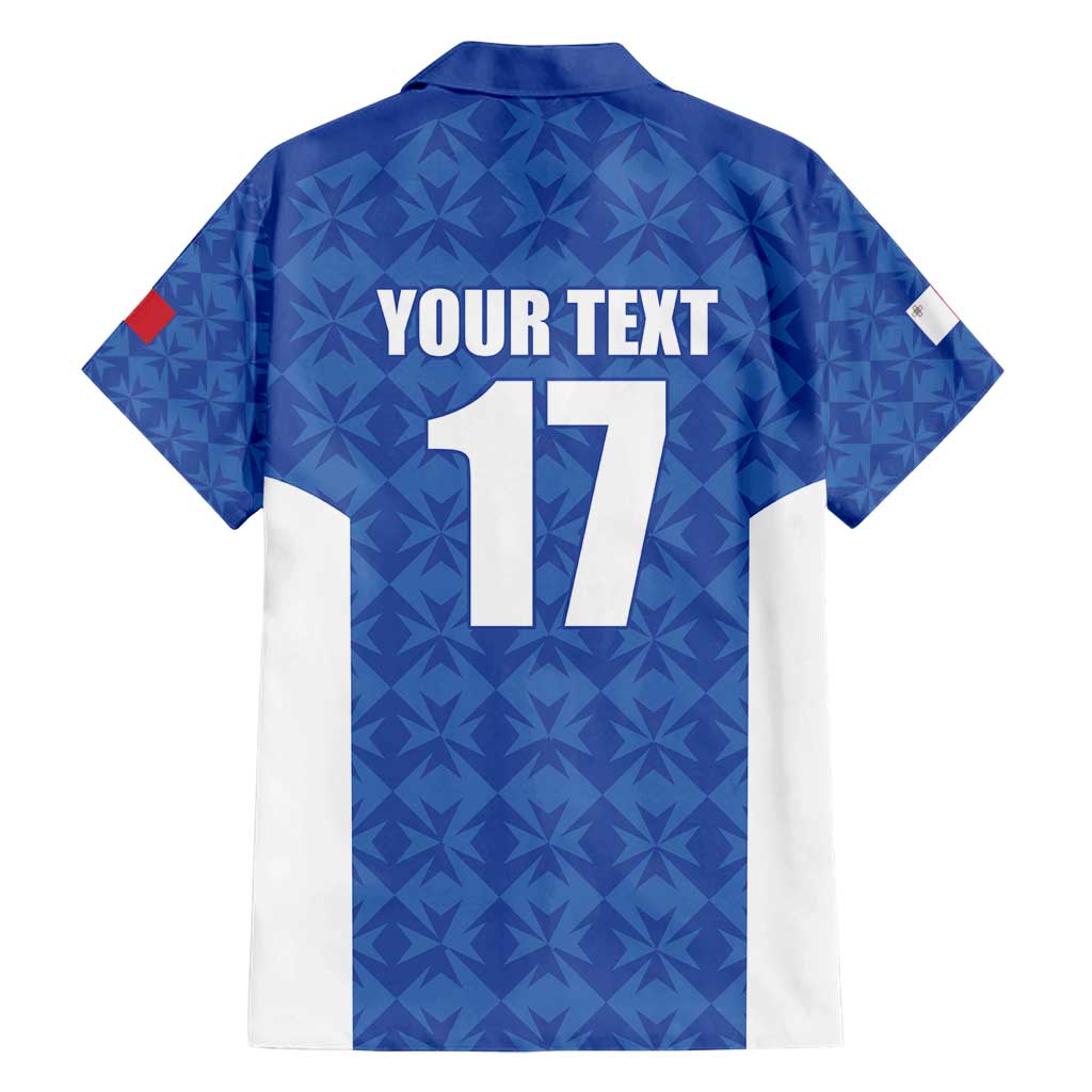 Custom Malta Football Jersey Go Champions Family Matching Off Shoulder Short Dress and Hawaiian Shirt Blue Style