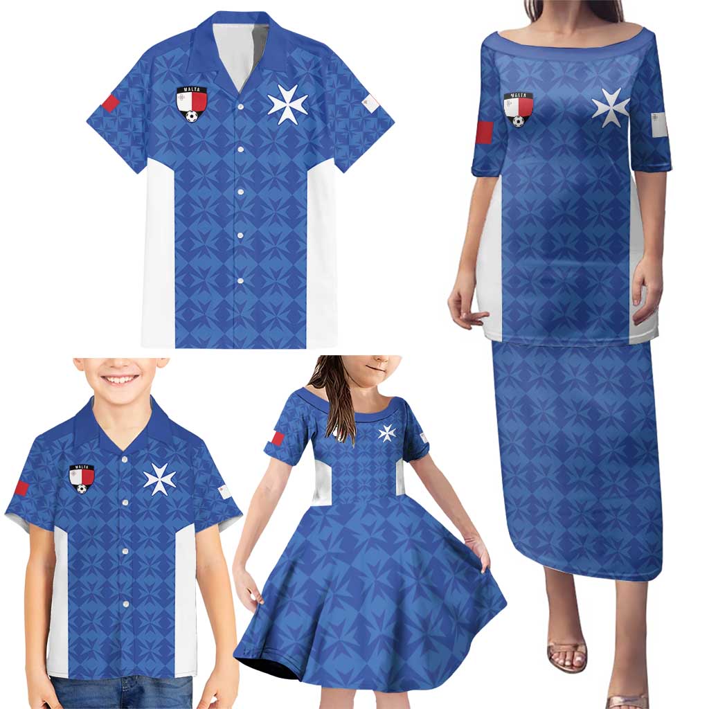 Custom Malta Football Jersey Go Champions Family Matching Puletasi and Hawaiian Shirt Blue Style