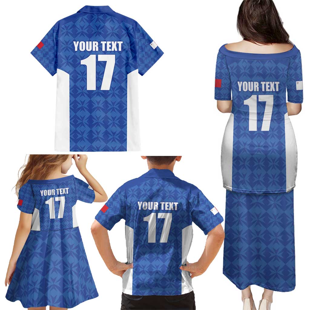 Custom Malta Football Jersey Go Champions Family Matching Puletasi and Hawaiian Shirt Blue Style