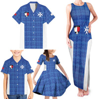 Custom Malta Football Jersey Go Champions Family Matching Tank Maxi Dress and Hawaiian Shirt Blue Style