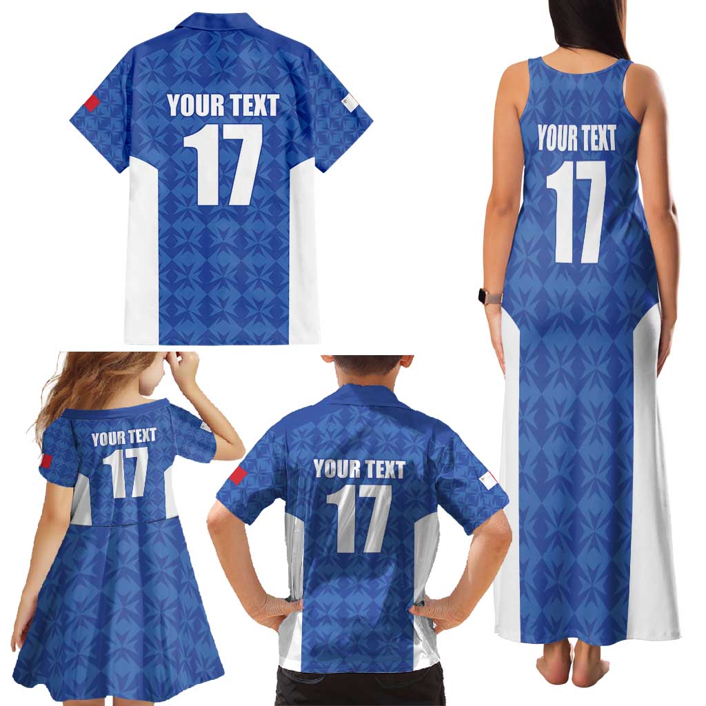 Custom Malta Football Jersey Go Champions Family Matching Tank Maxi Dress and Hawaiian Shirt Blue Style