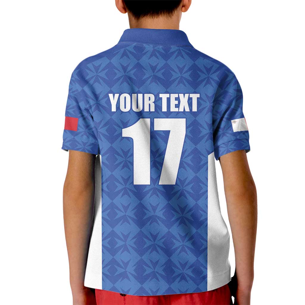 Custom Malta Football Jersey Go Champions Kid Polo Shirt Blue Style